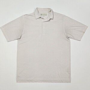 Donald Ross Golf Polo Men’s M White Pink Green Micro Stripe Polyester